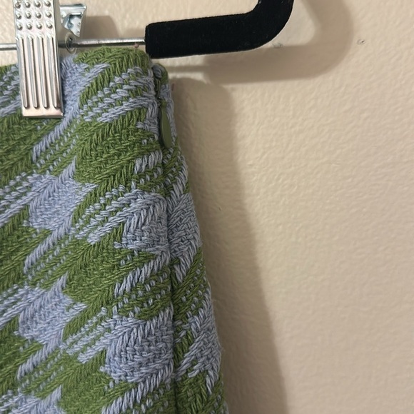 J. Crew Womens Houndstooth Mini Skirt Green & Blue Wool size 4 Preppy Academia - Picture 5 of 9